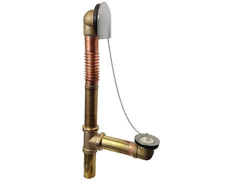 Brass Extended Bath Tub Drain (Waste And Overflow) - Chrome With Plug And  Chain Style Stopper